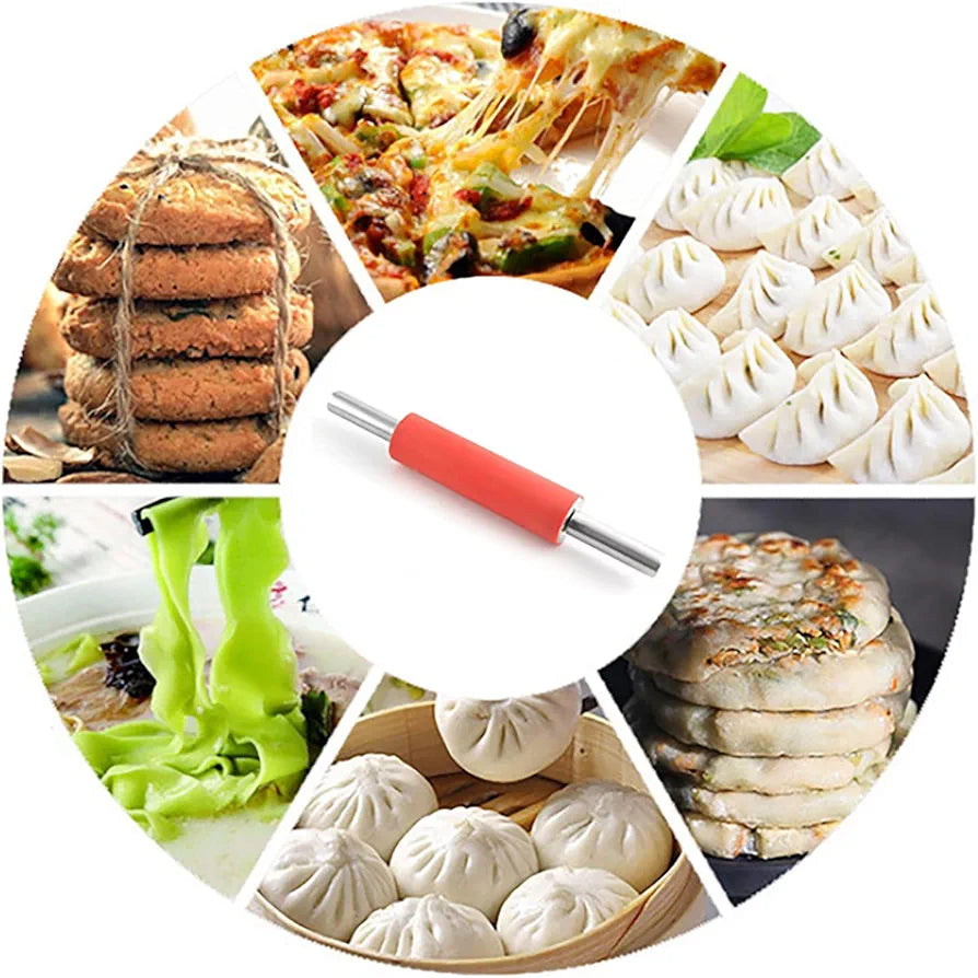 Silicone Rolling Pin With Stainless Steel Handle