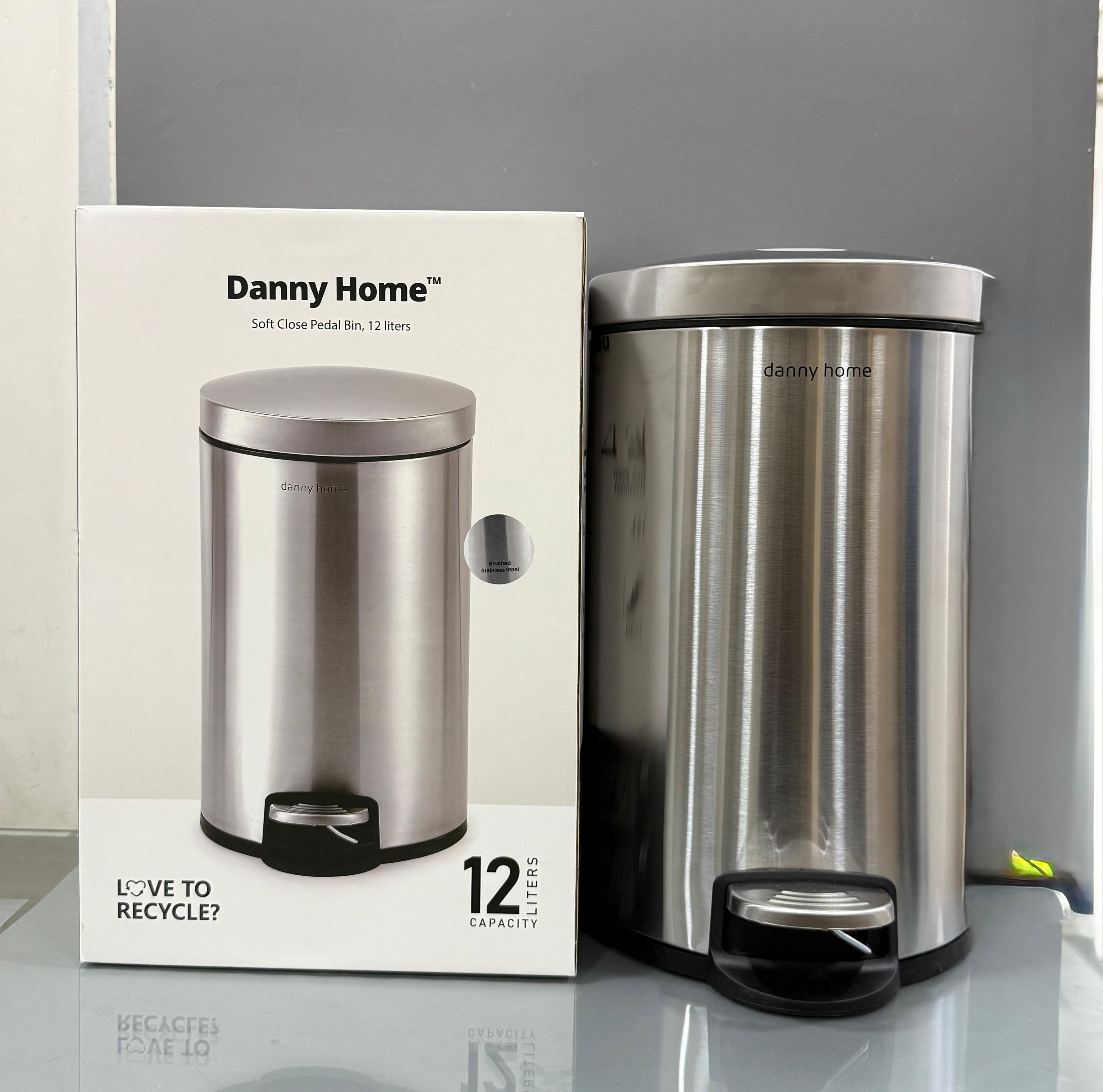 Danny Home Trash Can – 12 Liters (Soft Close Pedal Bin)