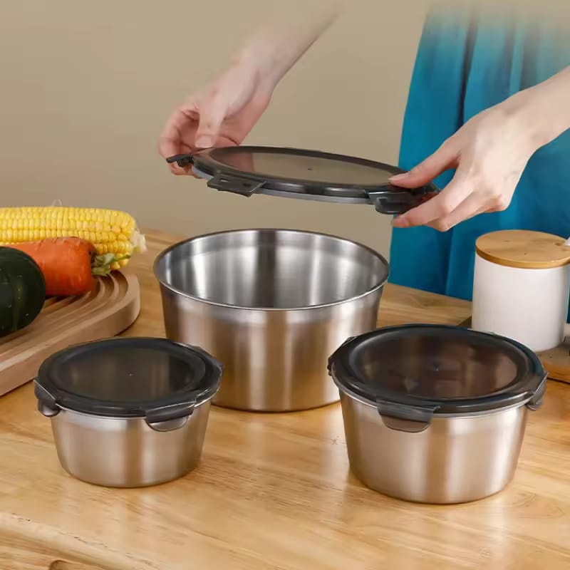 4-Piece Premium Stainless Steel Food Storage Set