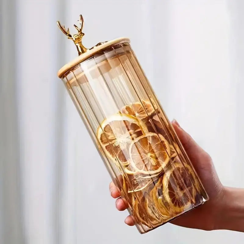 Luxury 3pcs Sealed Jar Set – Deer Head Borosilicate Glass Jars with Lids