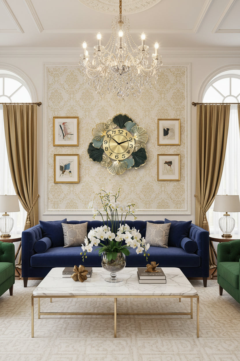Luxury Metal Leaf Wall Clock