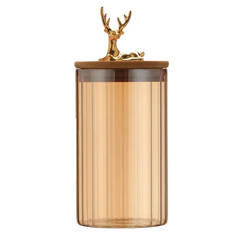 Luxury 3pcs Sealed Jar Set – Deer Head Borosilicate Glass Jars with Lids