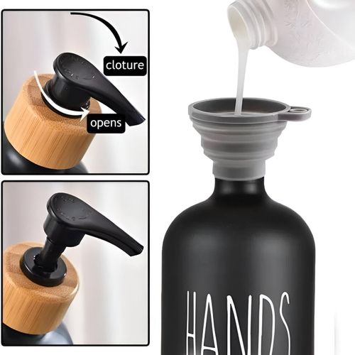 Premium: Luxe Glass Soap Dispenser Set with Bamboo Pumps & Organizing Tray (Set of 2)