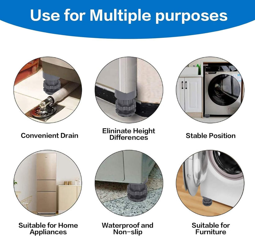 Adjustable Anti-Vibration Washing Machine Stand (Set of 4)