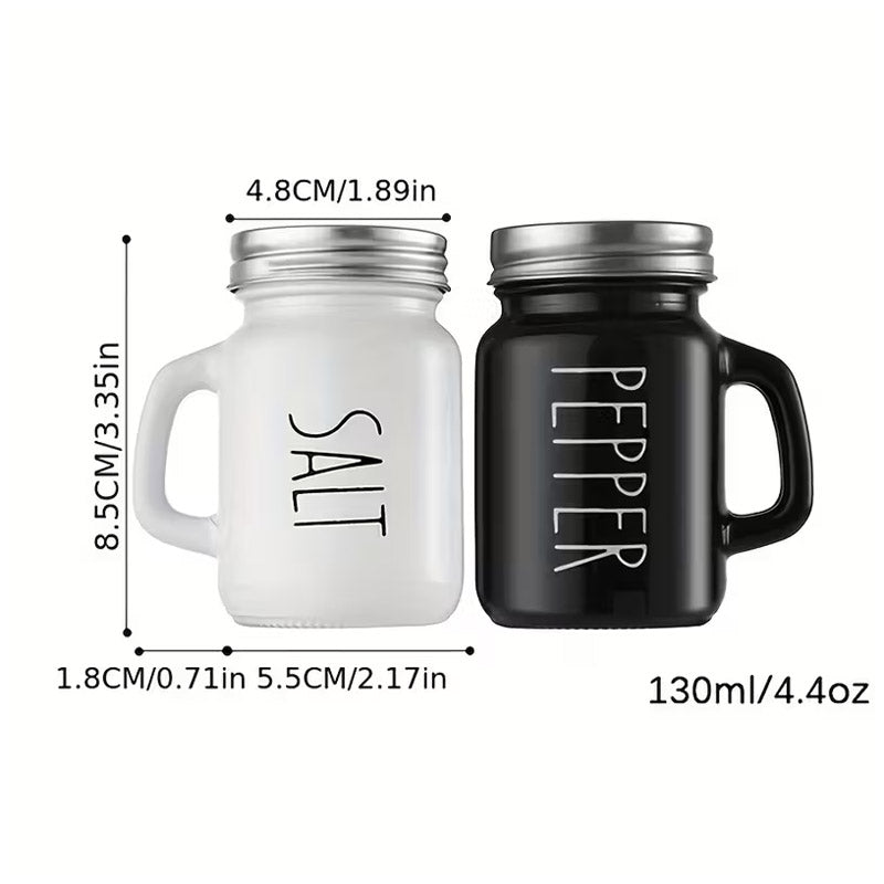 Black & White Mason Jar Salt & Pepper Shaker Set