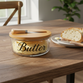 Glass Butter Dish with Wooden Knife