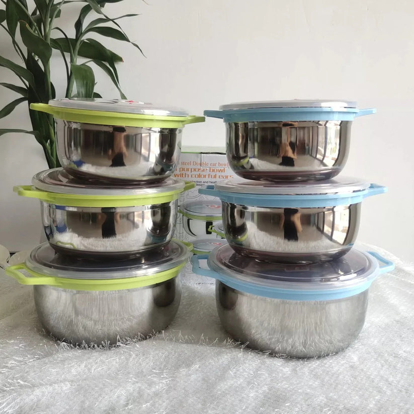 3-Piece Stainless Steel Mixing & Storage Bowl Set with Airtight Lids