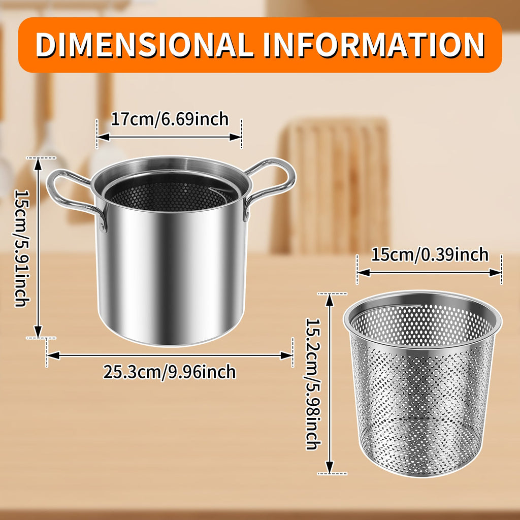 Stainless Steel Induction Pasta Pot with Steamer Insert & Lid – 3.5L